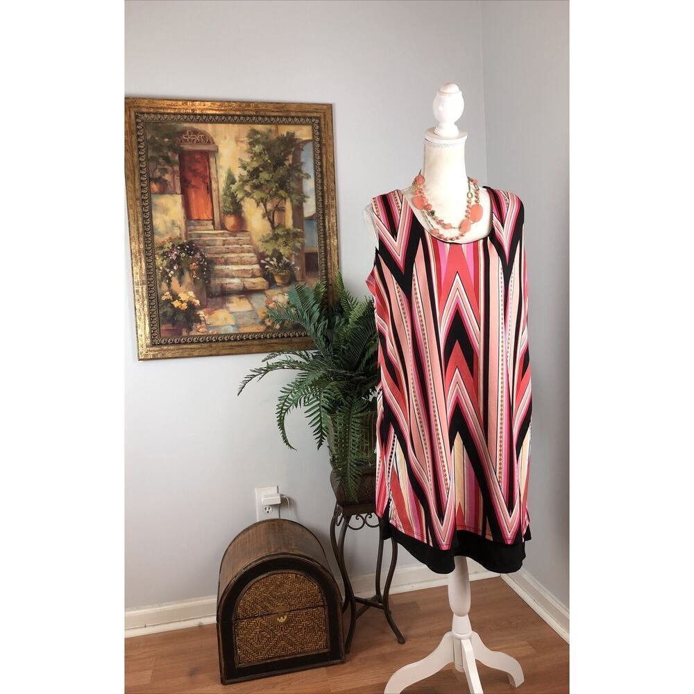 Kim Rogers Womens Tank Cut Out Dress Petite Size PL Sleeveless Striped Lined